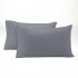 Funda almohada doble pespunte color ceniza pack de dos fundas