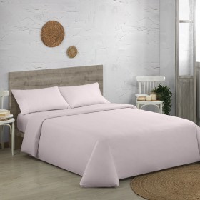 Juego funda nórdica 300 hilos color rosa escena de cama